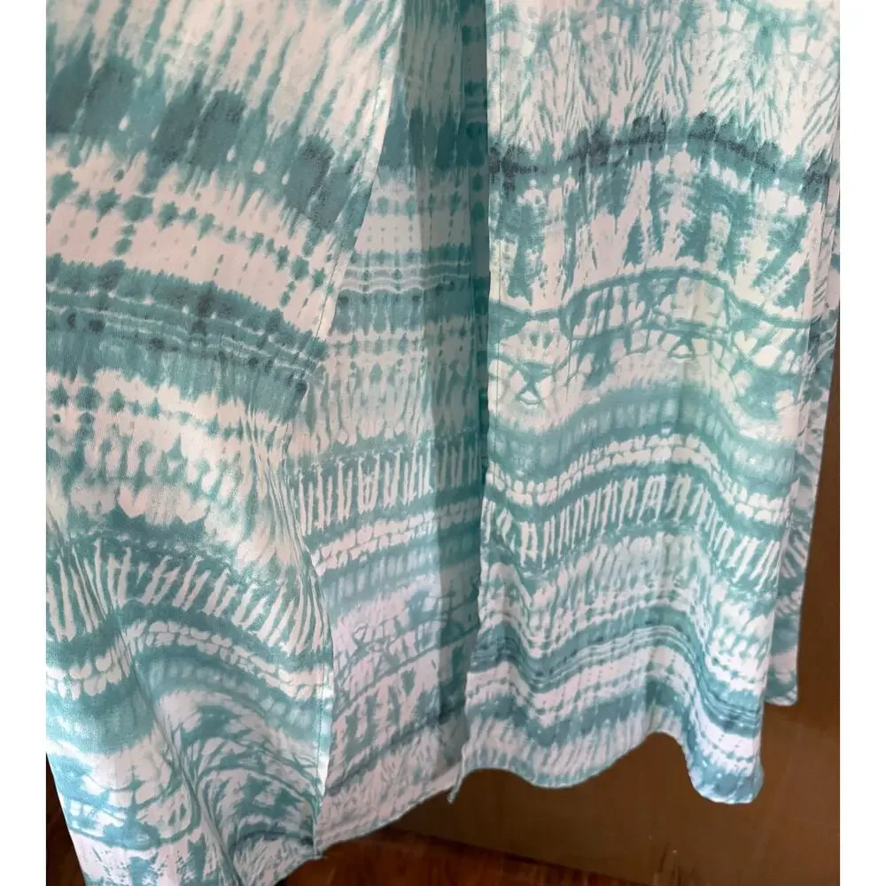 Aakaa Strapless Tie Dye Blue Maxi Dress Sz S Romantic Boho Feminine Vacay Resort